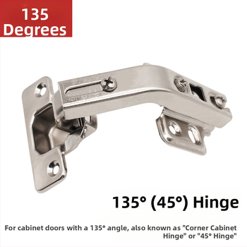 Spintelės durų vyris, 135° kampas, šaltai valcuotas plienas, didelis kampas, elektroplatinė danga, tylus uždarymas