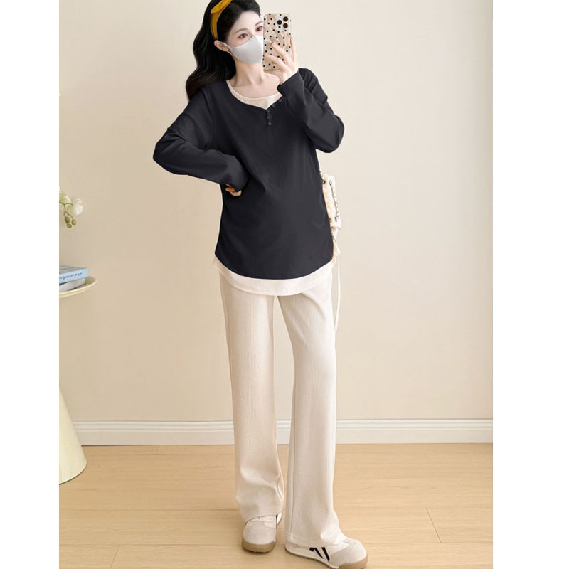 Rasedate kapuutsiga T-särk, vaba lõige, ümmarguse kaelusega, pikkade varrukatega, 50–65 cm pikkus; Derong polüestersegu 80–90% polüester ja spandex; Kevad-Sügis-Talv 2025