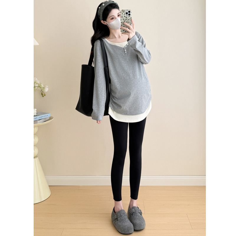 Rasedate kapuutsiga T-särk, vaba lõige, ümmarguse kaelusega, pikkade varrukatega, 50–65 cm pikkus; Derong polüestersegu 80–90% polüester ja spandex; Kevad-Sügis-Talv 2025