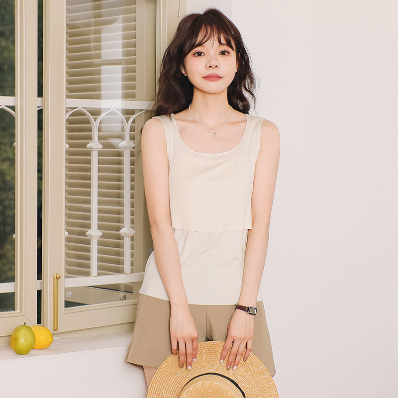 Rasedate imetustopp - varrukateta, ümmarguse kaelusega, slim lõige, imetamisavaga, polüestri-elastsaani segu