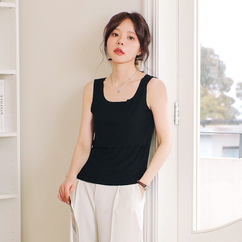 Rasedate imetustopp - varrukateta, ümmarguse kaelusega, slim lõige, imetamisavaga, polüestri-elastsaani segu