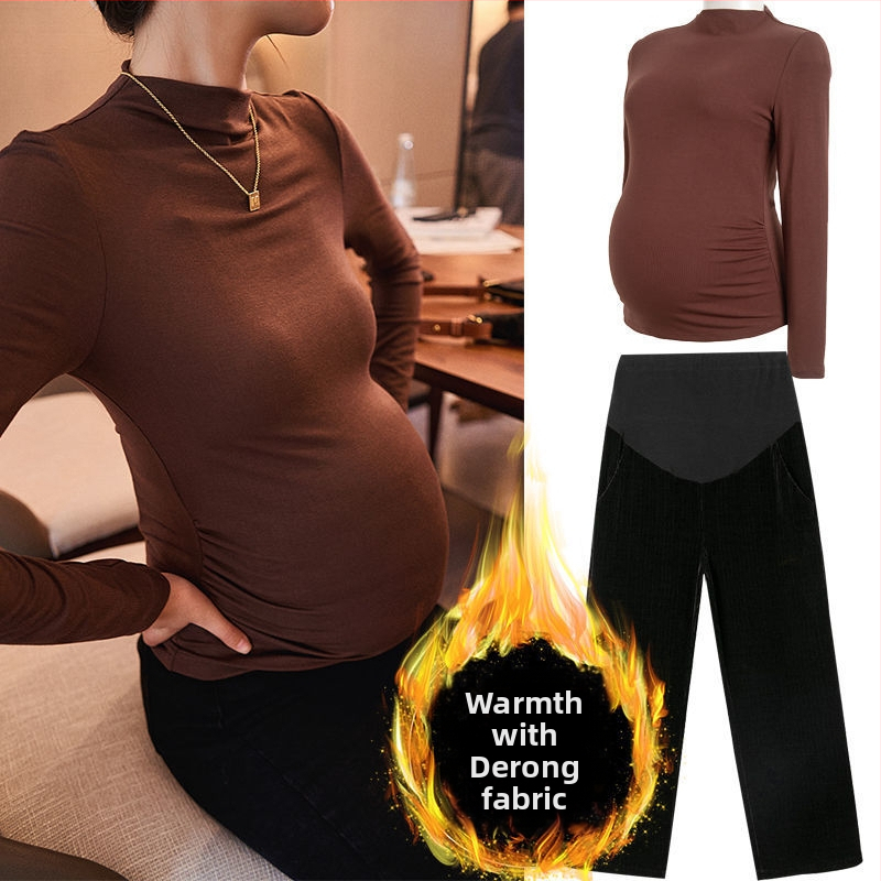 Nėščiųjų komplektas: chenille audinys, ilgomis rankovėmis, cropped kelnės, poliesteris 90–95%, rudens sezonas