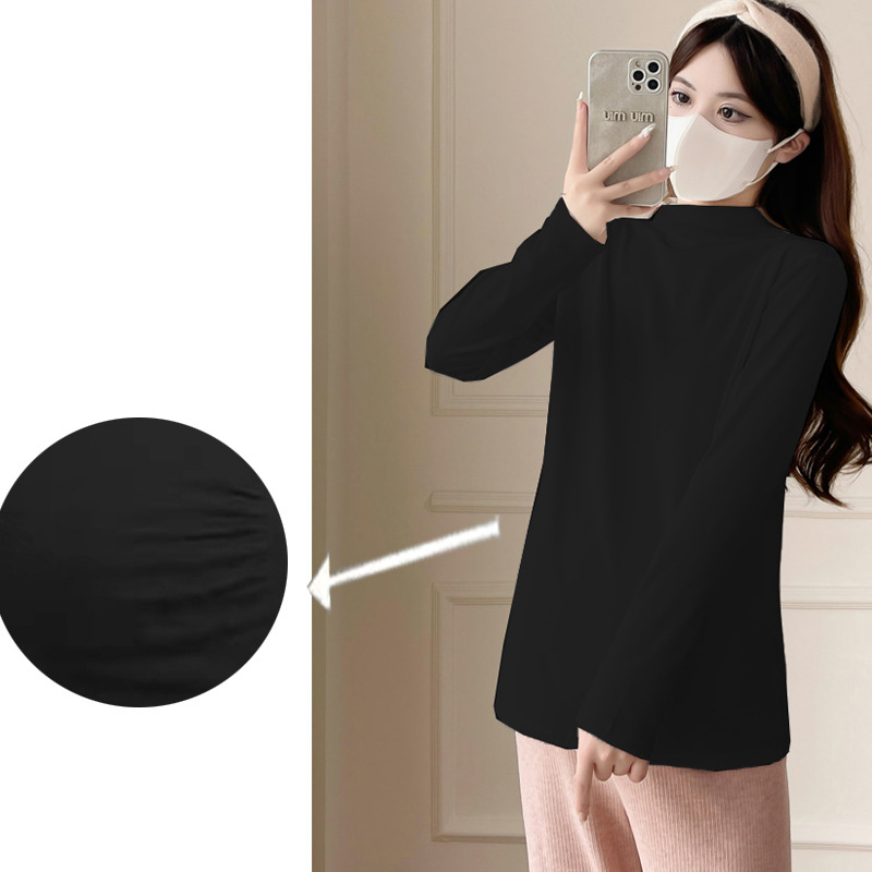 Rasedate T-särk, poole kõrge kaelusega, kahekordselt harjatud Derong polüester, pikkade käistega, vaba lõige