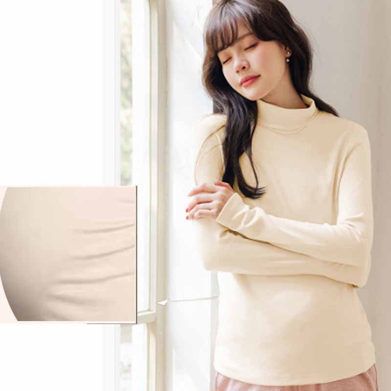 Rasedatele mõeldud baasriide top poolkõrge kaelusega, voldid, polüester-elastaansegu, pikad varrukad