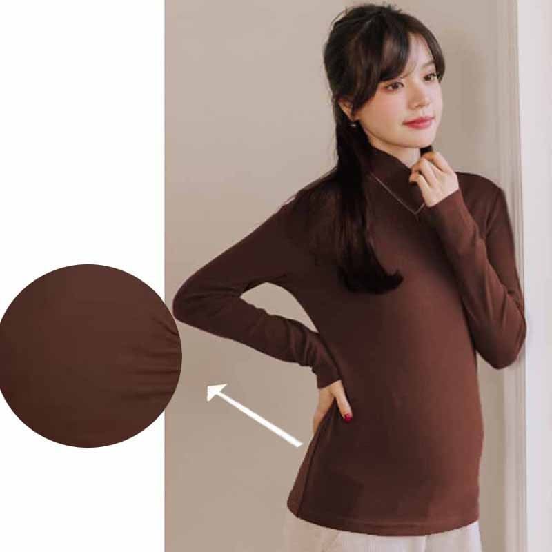 Rasedatele mõeldud baasriide top poolkõrge kaelusega, voldid, polüester-elastaansegu, pikad varrukad