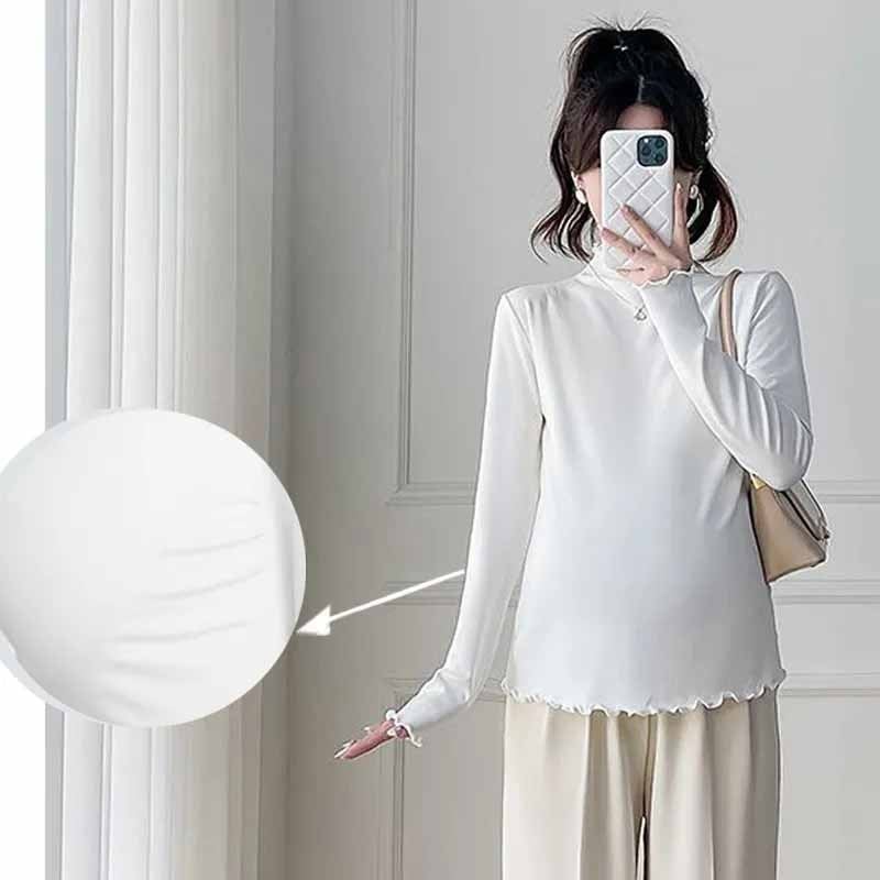 Rasedate kapuutsiga top, pikkade varrukatega, vaba lõikega – polüesteri/elastaani segu 80–90% polüester, <30% elastaan, kevad–sügis–talv 2025