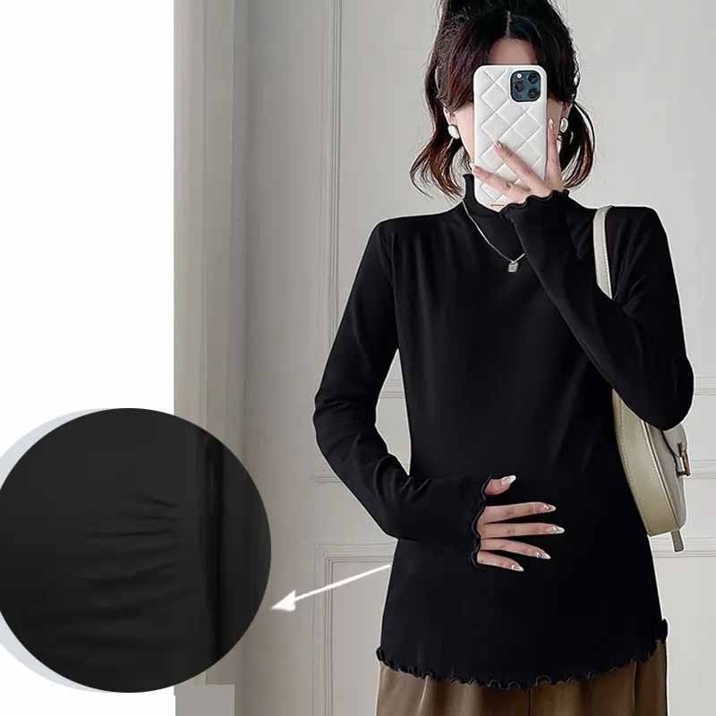 Rasedate kapuutsiga top, pikkade varrukatega, vaba lõikega – polüesteri/elastaani segu 80–90% polüester, <30% elastaan, kevad–sügis–talv 2025