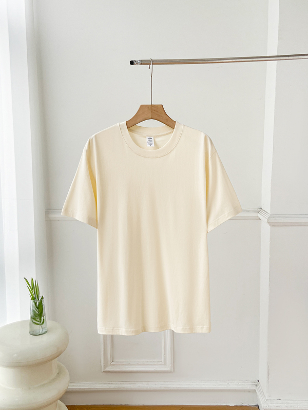 Puuvillane lühikeste varrukatega T-särk ümmarguse kaelusega, ühevärviline, 95%+ puuvillasisaldus, tavaline pikkus