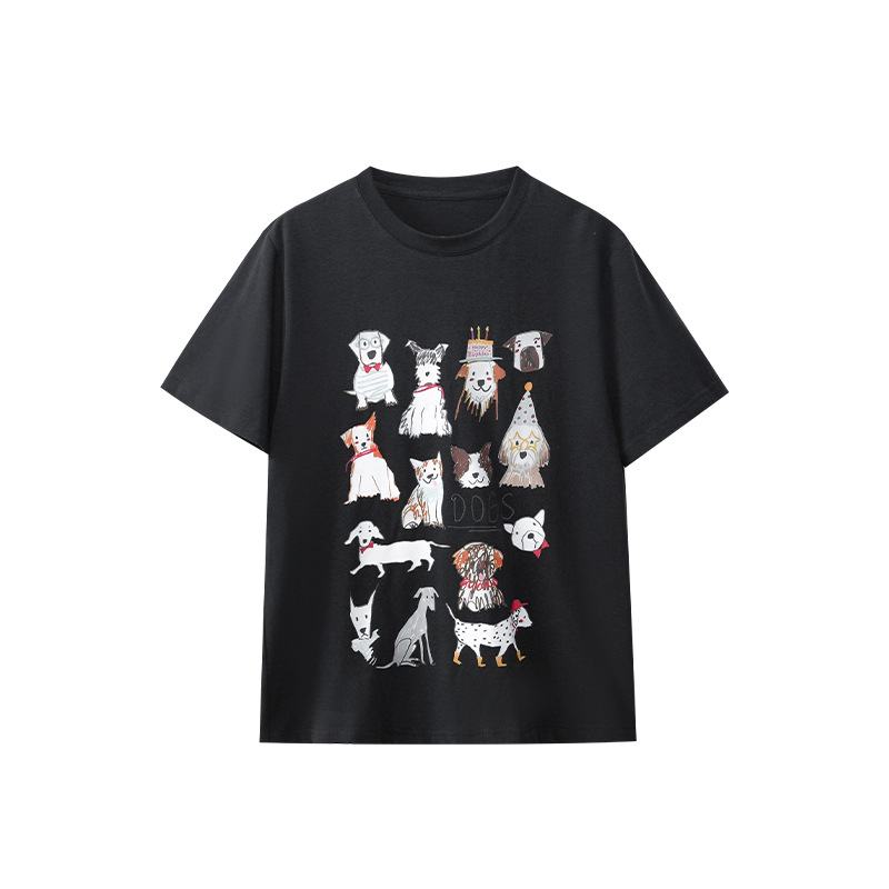 Majica od pamuka, animirani print, široki kroj, okrugli izrez, kratki rukavi