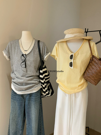 Merceriseeritud puuvillane T-särk, lühikeste varrukatega, ümmarguse kaelusega, vaba lõige, ühevärviline muster, puuvillasisaldus 90–95%, suvi 2025