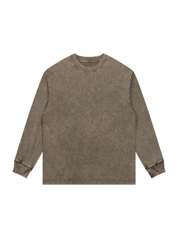 Retro medvilnės marškinėliai laisvos apdailos, ilgos raglano rankovės, apvali kakla, 230 g medvilnė, 96%+ medvilnė