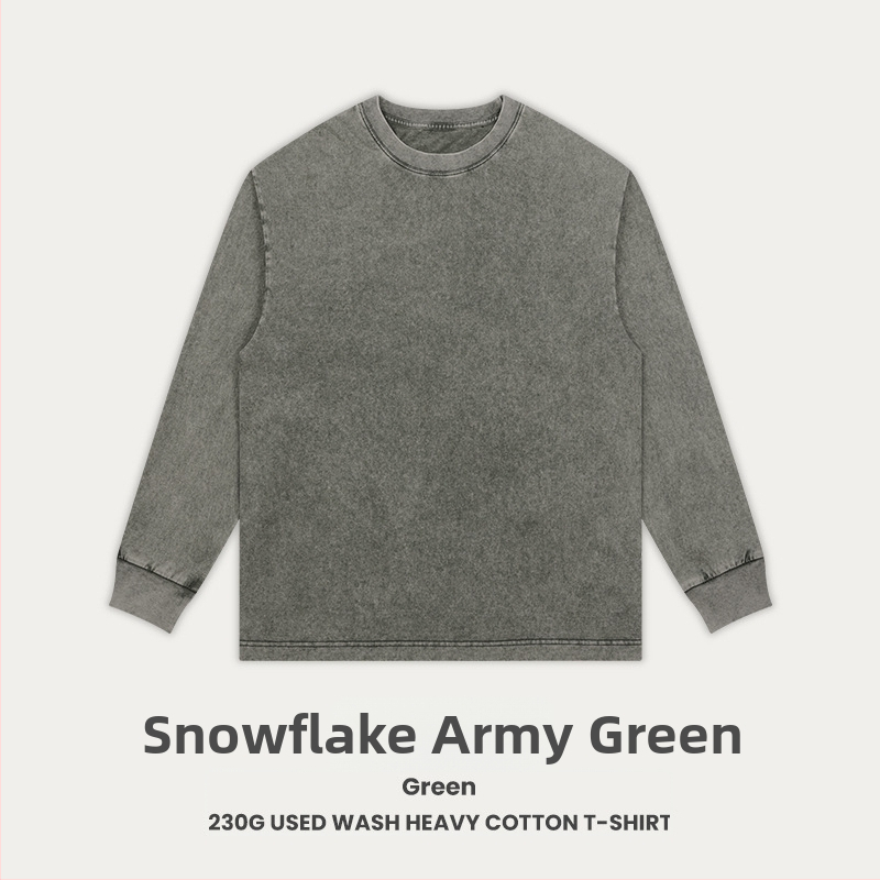 Retro medvilnės marškinėliai laisvos apdailos, ilgos raglano rankovės, apvali kakla, 230 g medvilnė, 96%+ medvilnė