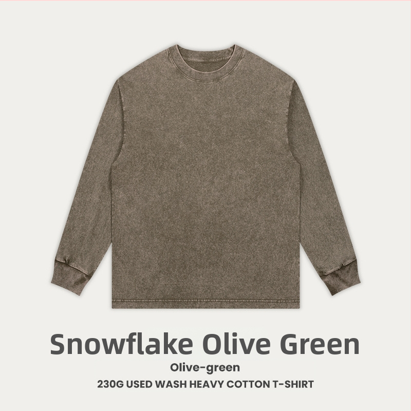 Retro medvilnės marškinėliai laisvos apdailos, ilgos raglano rankovės, apvali kakla, 230 g medvilnė, 96%+ medvilnė