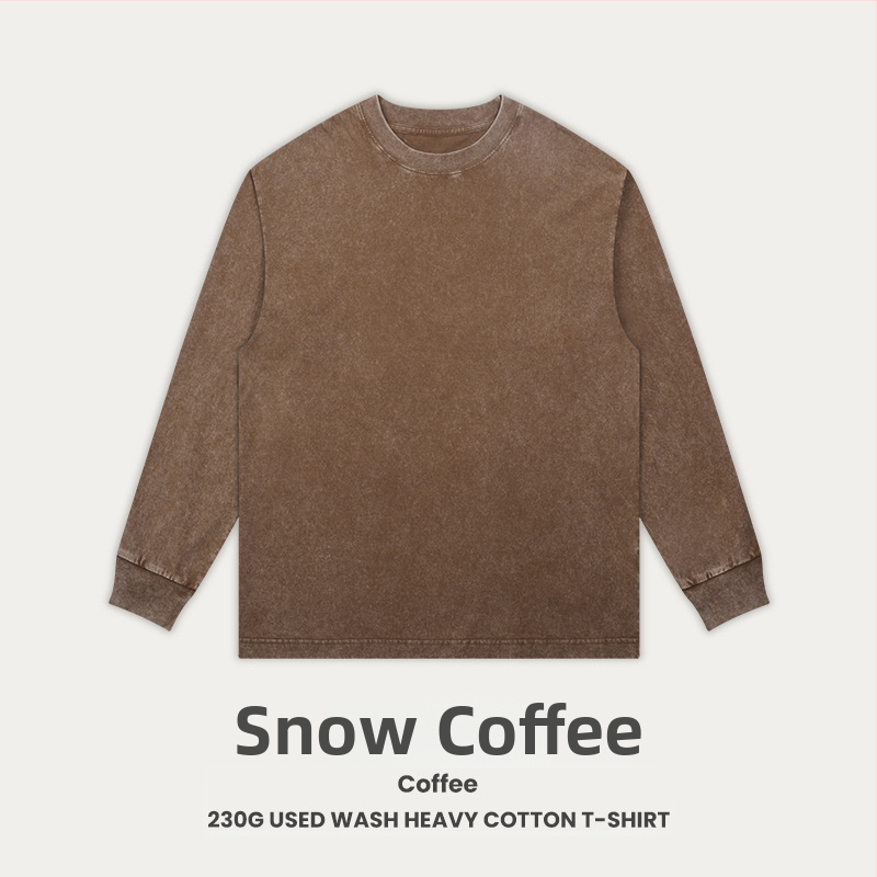 Retro medvilnės marškinėliai laisvos apdailos, ilgos raglano rankovės, apvali kakla, 230 g medvilnė, 96%+ medvilnė