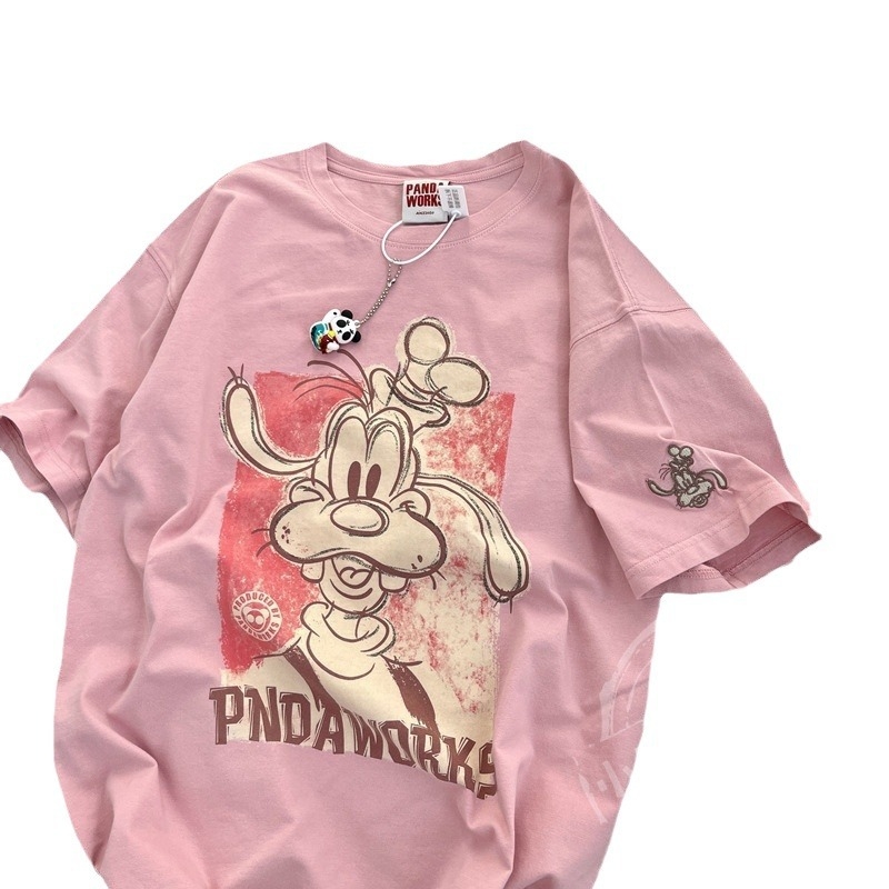 Tricou cu imprimeu anime, bumbac 95%+, croială lejeră, guler rotund, mâneci scurte