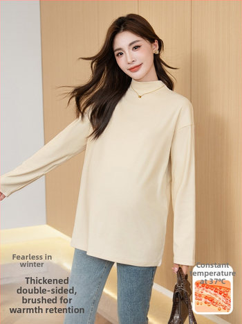 Rasedate top sügis-talve jaoks, poolkõrge kael, brushed Mink Velvet kangas, fleece vooder, vaba lõige