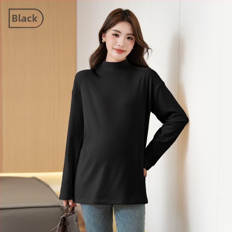 Rasedate top sügis-talve jaoks, poolkõrge kael, brushed Mink Velvet kangas, fleece vooder, vaba lõige