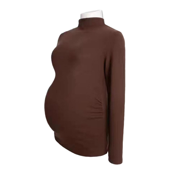 Rasedate T-särk kahepoolsest sametist, kõhu peitmiseks ja peeniks siluetiks, pikad varrukad, poolkõrge kaelus, tavaline pikkus, polüester Derong 90%