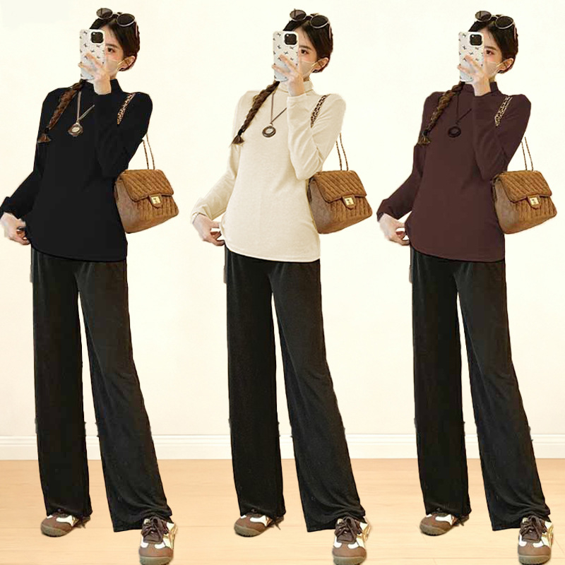 Rasedate T-särk kahepoolsest sametist, kõhu peitmiseks ja peeniks siluetiks, pikad varrukad, poolkõrge kaelus, tavaline pikkus, polüester Derong 90%