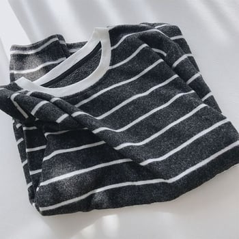 Moteriški Chenille ilga rankovė apatiniai marškinėliai su apvaliu kaklu, 3/4 rankovės, Spandex mišinys <30%