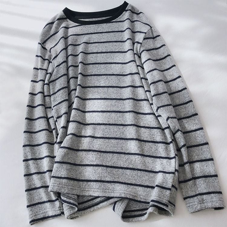 Moteriški Chenille ilga rankovė apatiniai marškinėliai su apvaliu kaklu, 3/4 rankovės, Spandex mišinys <30%