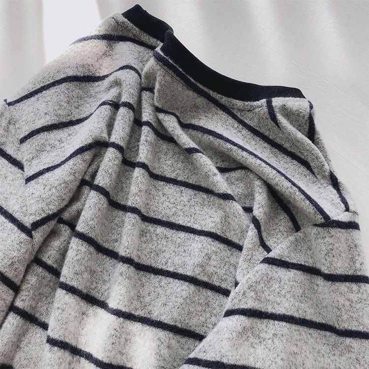 Moteriški Chenille ilga rankovė apatiniai marškinėliai su apvaliu kaklu, 3/4 rankovės, Spandex mišinys <30%