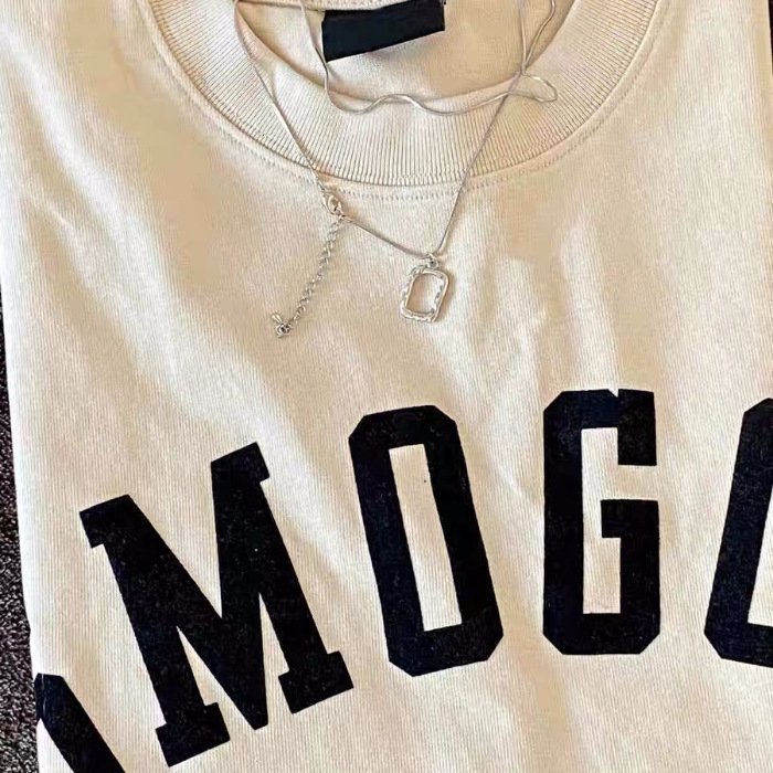 Puuvillane T-särk, vaba lõige, keskmise pikkusega, kirjatrükk, ringkaelusega