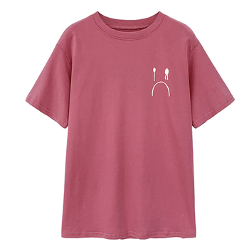 Ženski kratki T-shirt s printom, Milk Silk tkanina s poliestrom i elastanom, ležernog kroja, okrugli izrez.