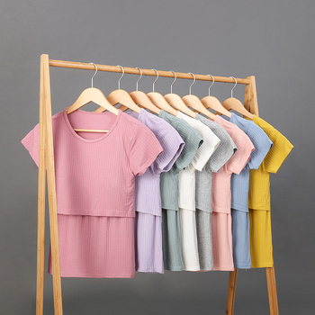 Söötmise ja raseduse tričko komplekt, modalkangas, ümmargune kaelus, lühikesed varrukad, 95% modal, jaapani-korea vabaaja stiil, kevad 2023, Landian