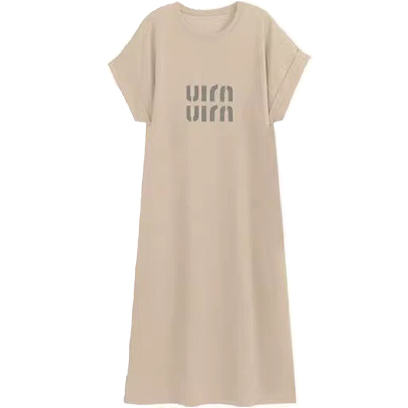 Лятна рокля за бременни, кръгло деколте, ръкави 3/4, полиестер (50–70%), едноцветна, А‑линейна миди рокля, Пролет 2024