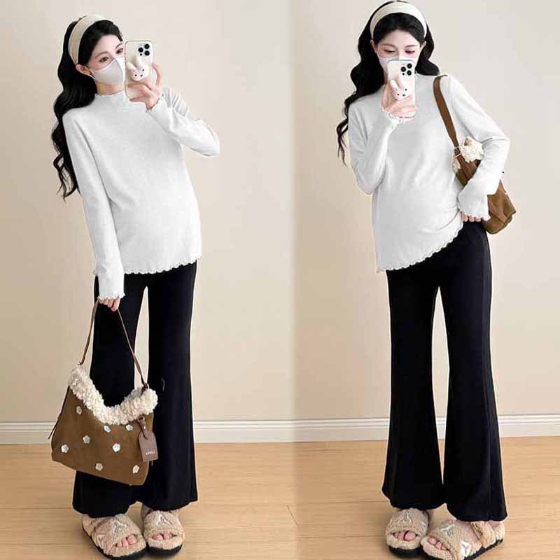 Korealise stiiliga T-särk pikkade käistega, poolkõrge kaelus, ühtlane värv, 90% polüester koos spandexiga