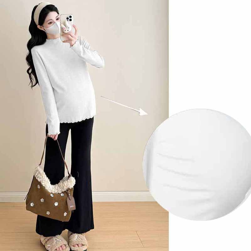 Korealise stiiliga T-särk pikkade käistega, poolkõrge kaelus, ühtlane värv, 90% polüester koos spandexiga