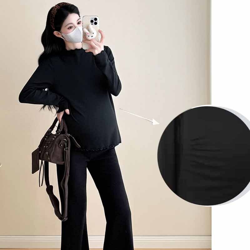 Korealise stiiliga T-särk pikkade käistega, poolkõrge kaelus, ühtlane värv, 90% polüester koos spandexiga