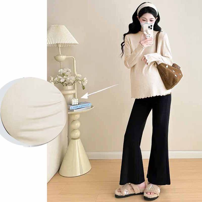 Korealise stiiliga T-särk pikkade käistega, poolkõrge kaelus, ühtlane värv, 90% polüester koos spandexiga