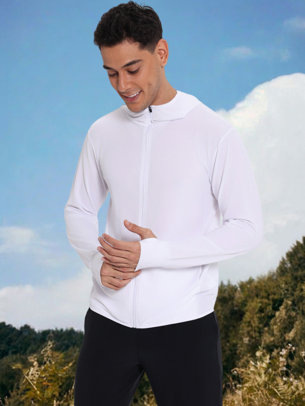 Unisex vonkajšia vetrovka s SPF50 UV ochranou, priedušná, rýchloschnúci polyester, kapucňa