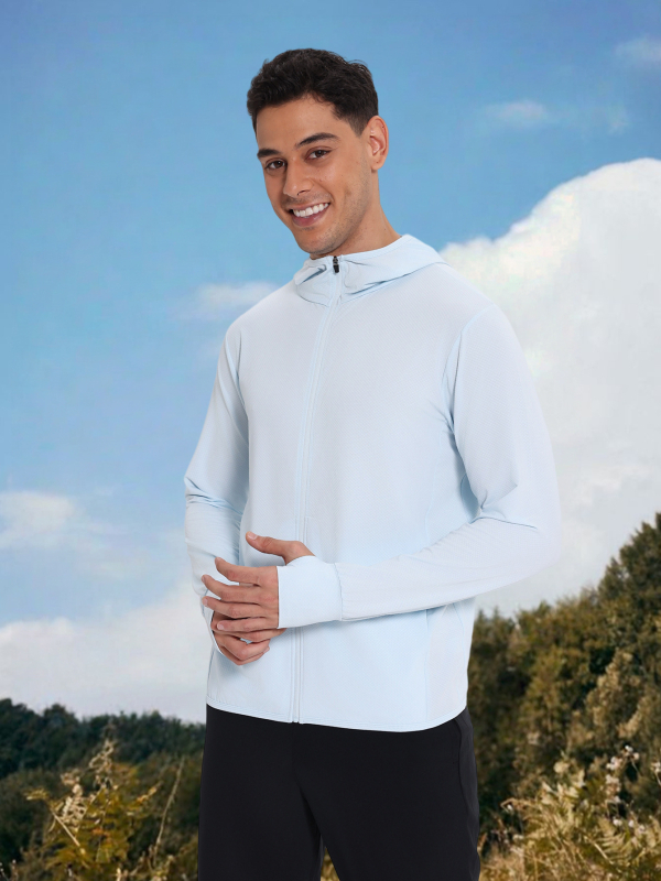 Unisex vonkajšia vetrovka s SPF50 UV ochranou, priedušná, rýchloschnúci polyester, kapucňa