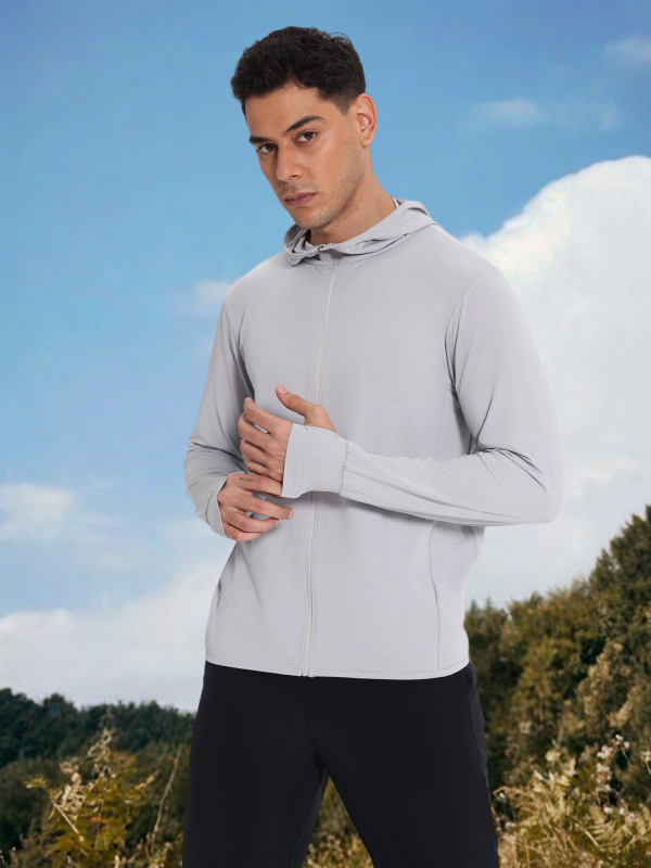 Unisex vonkajšia vetrovka s SPF50 UV ochranou, priedušná, rýchloschnúci polyester, kapucňa