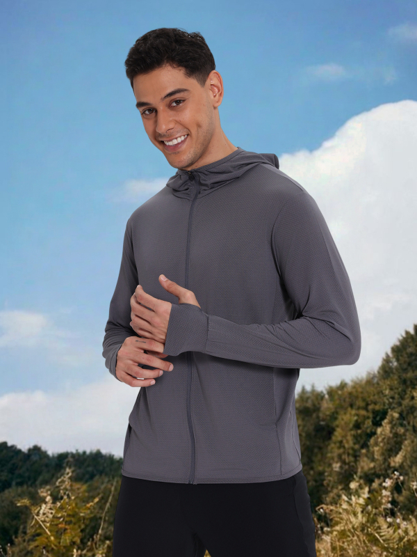 Unisex vonkajšia vetrovka s SPF50 UV ochranou, priedušná, rýchloschnúci polyester, kapucňa