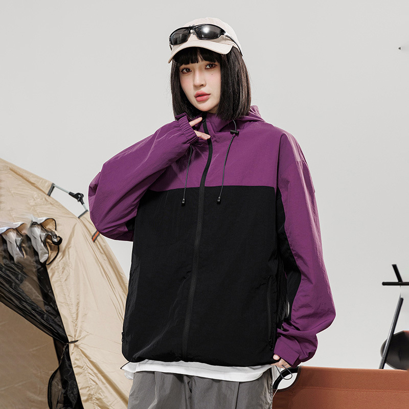 Meeste kapuutsiga jakk kevadeks, polüester, pikkade varrukatega