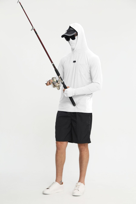 Ribolovna jakna s UV zaštitom i kapuljom – UPF50+, brzo suši, prozračna, odvlači vlagu (80% poliester, 20% elastan)