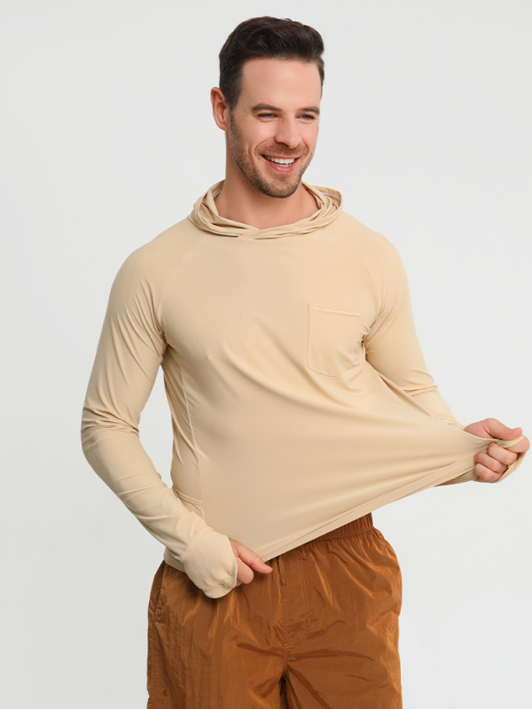 Ribolovna jakna s UV zaštitom i kapuljom – UPF50+, brzo suši, prozračna, odvlači vlagu (80% poliester, 20% elastan)