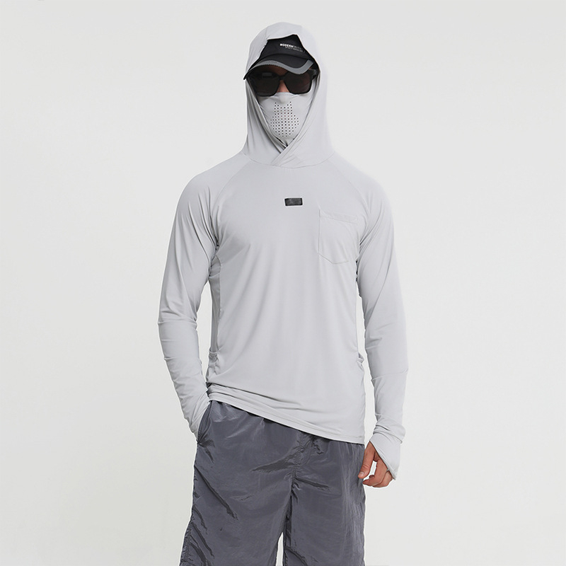 Ribolovna jakna s UV zaštitom i kapuljom – UPF50+, brzo suši, prozračna, odvlači vlagu (80% poliester, 20% elastan)