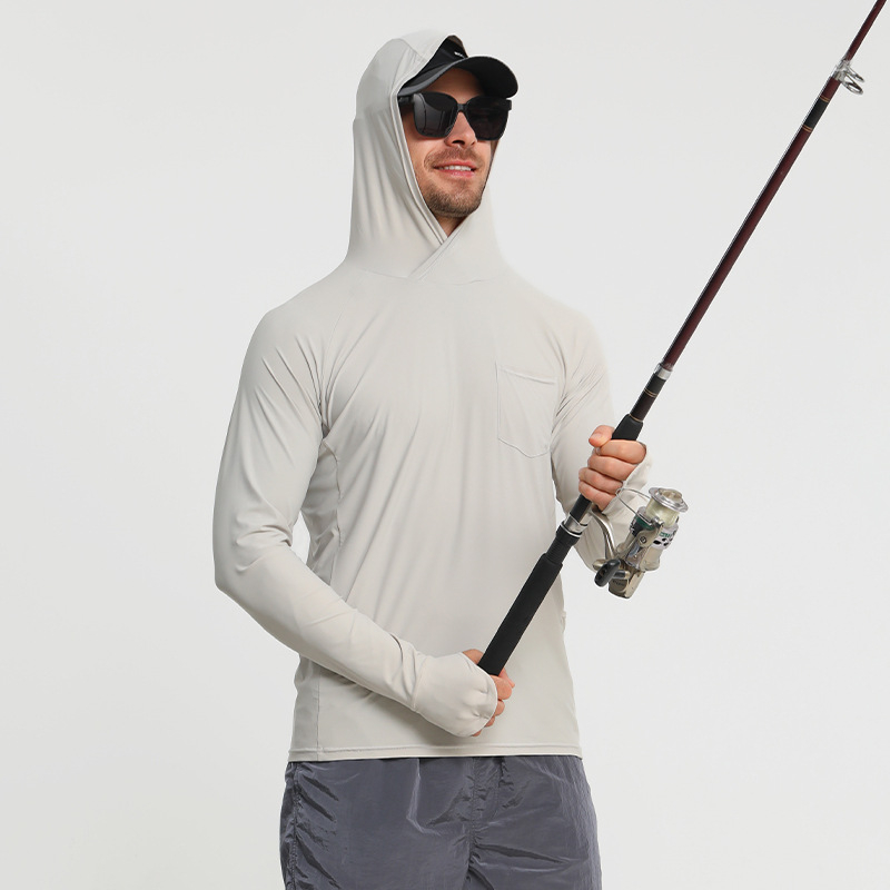 Ribolovna jakna s UV zaštitom i kapuljom – UPF50+, brzo suši, prozračna, odvlači vlagu (80% poliester, 20% elastan)