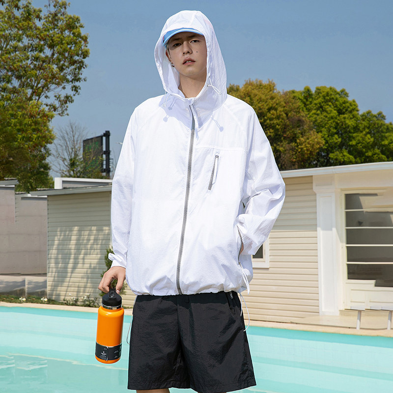Kapucňový kabát UPF50+ – voľný strih, Milk Silk Nylon látka, zipsové vrecká, letný šport