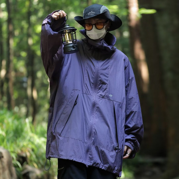 Ανδρικό μπουφάν με κουκούλα για προστασία από τον ήλιο, εξωτερικός ορεινός στυλ, πολυεστερικό ύφασμα, φερμουάρ, τρισδιάστατες τσέπες