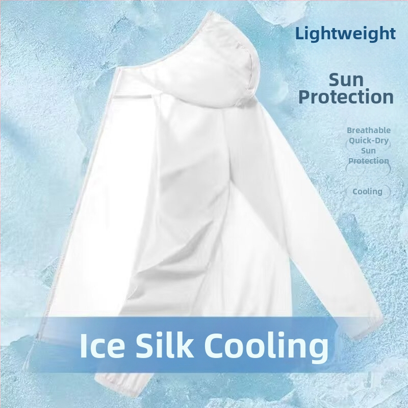 Mužská letná vetrovka s kapucňou, priedušný Ice-Silk materiál, polyesterová zmes 30–50%, voľný strih