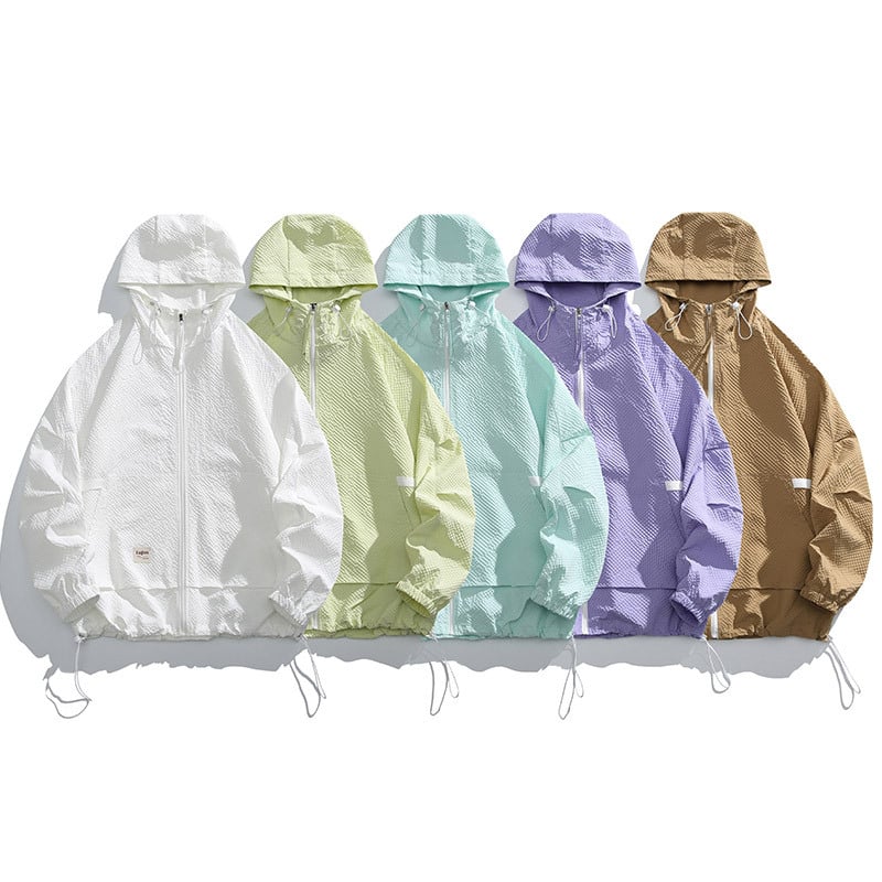 Μπουφάν-παλτό με κουκούλα, UPF50+ προστασία UV, 100% πολυεστέρας, φαρδιά γραμμή, φερμουάρ