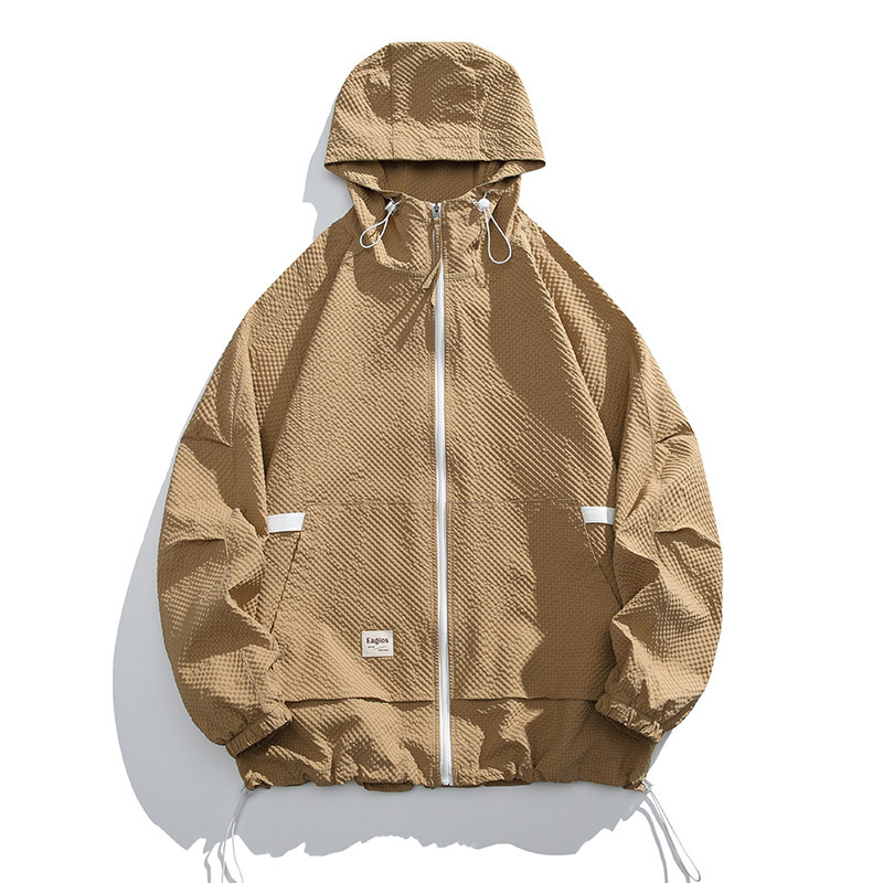 Μπουφάν-παλτό με κουκούλα, UPF50+ προστασία UV, 100% πολυεστέρας, φαρδιά γραμμή, φερμουάρ