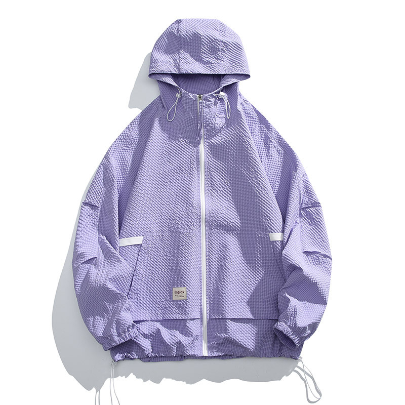 Μπουφάν-παλτό με κουκούλα, UPF50+ προστασία UV, 100% πολυεστέρας, φαρδιά γραμμή, φερμουάρ