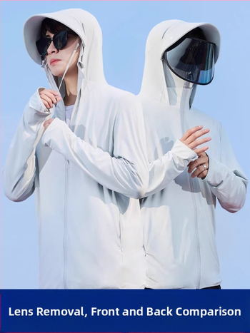 Pánska kapucňová UV-ochranná košeľa z Ice Silk – tenká, vzdušná na leto, UPF50+, 95% polyester, zips